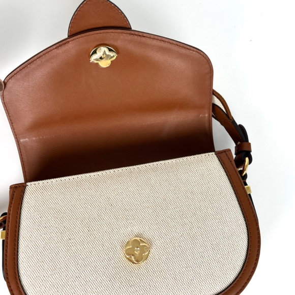 LOUIS VUITTON LV Post 9 Soft MM Brown Tan Canvas Leather Crossbody Shoulder Bag - Picture 10 of 14